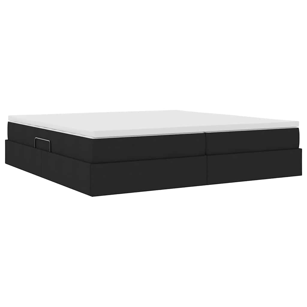 Letto con contenitore e materasso Nero 200 x 200 cm Poliestere