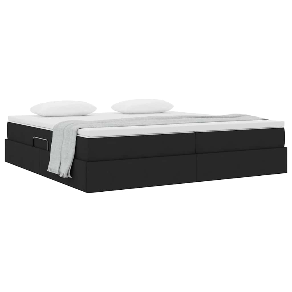 Letto con contenitore e materasso Nero 200 x 200 cm Poliestere