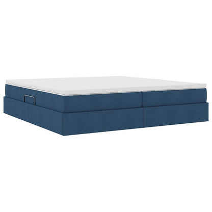 Letto con contenitore e materasso Blu 200 x 200 cm Poliestere