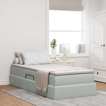 Letto con contenitore e materasso Grigio chiaro 90 x 190 cm