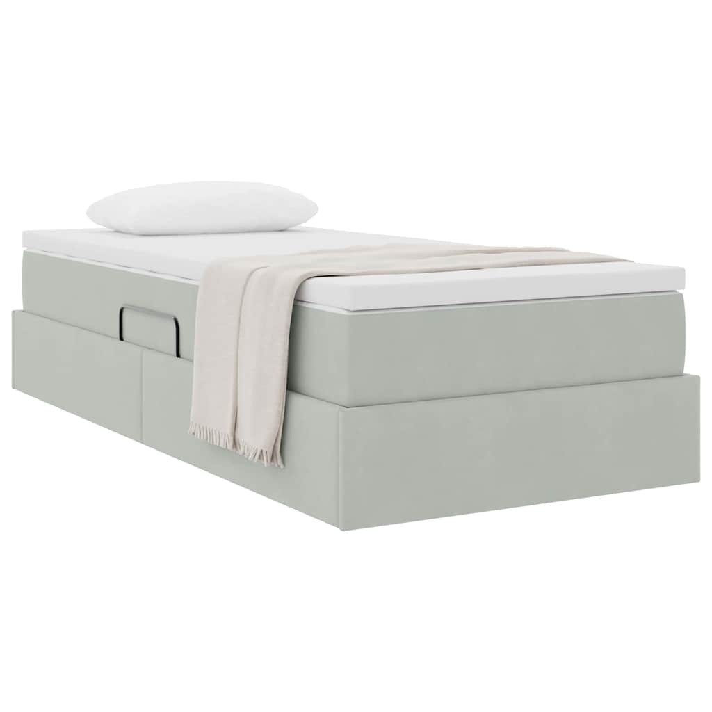 Letto con contenitore e materasso Grigio chiaro 90 x 190 cm