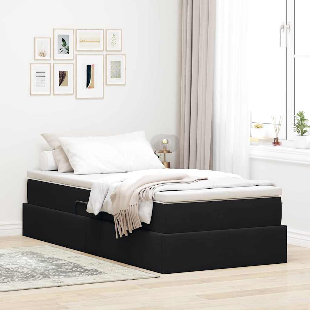 Letto con contenitore e materasso Nero 90 x 190 cm Velluto