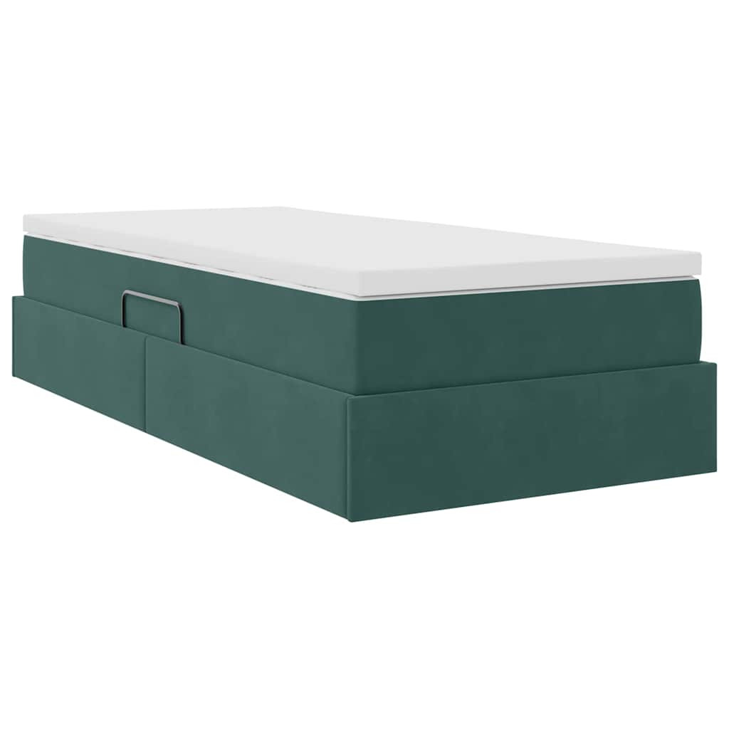 Letto con contenitore e materasso Verde Scuro 90 x 190 cm