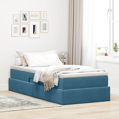 Letto con contenitore e materasso Blu Scuro 90 x 190 cm Velluto