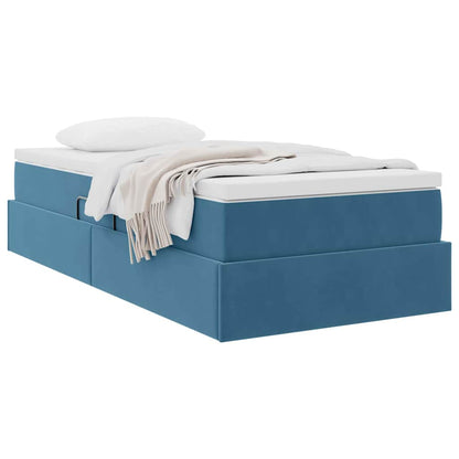 Letto con contenitore e materasso Blu Scuro 90 x 190 cm Velluto