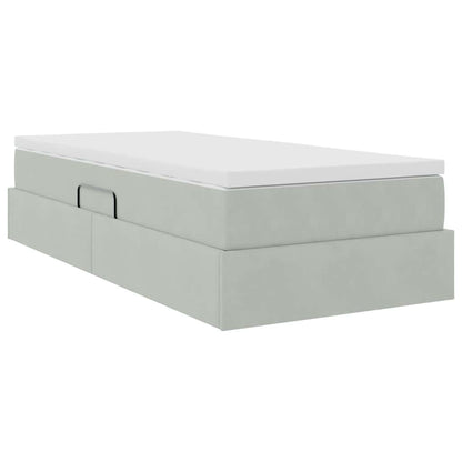 Letto con contenitore e materasso Grigio chiaro 90 x 200 cm