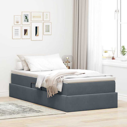 Letto con contenitore e materasso Grigio scuro 90 x 200 cm