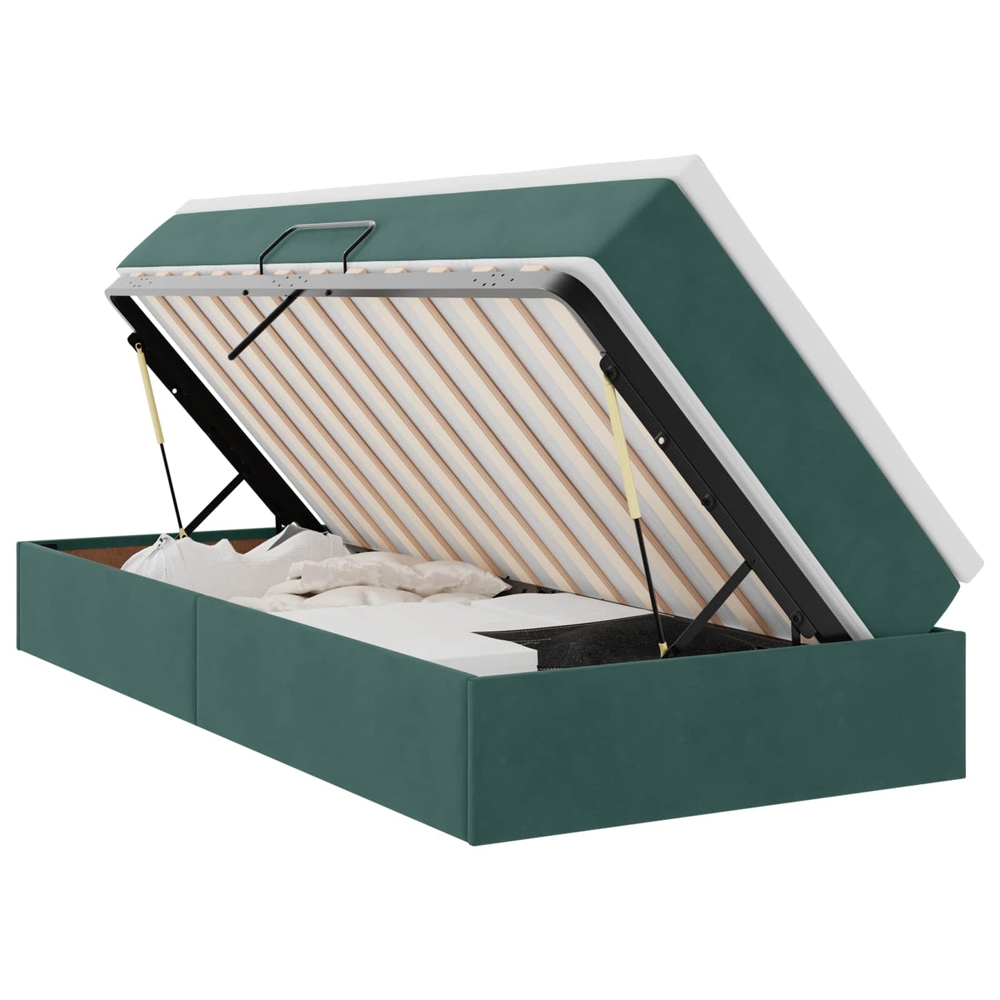 Letto con contenitore e materasso Verde Scuro 90 x 200 cm