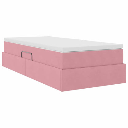 Letto con contenitore e materasso Rosa 90 x 200 cm Velluto