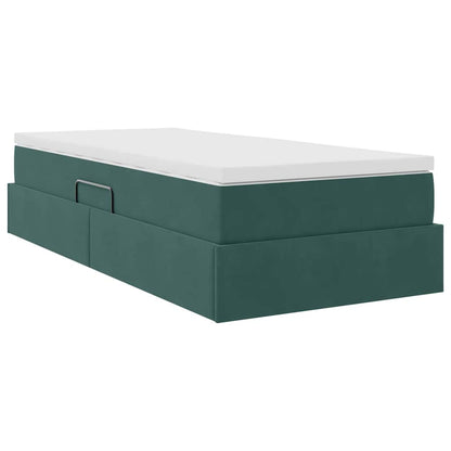 Letto con contenitore e materasso Verde Scuro 100 x 200 cm