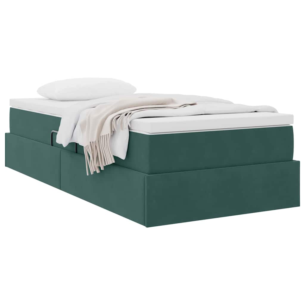 Letto con contenitore e materasso Verde Scuro 100 x 200 cm