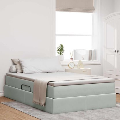 Letto con contenitore e materasso Grigio chiaro 120 x 190 cm