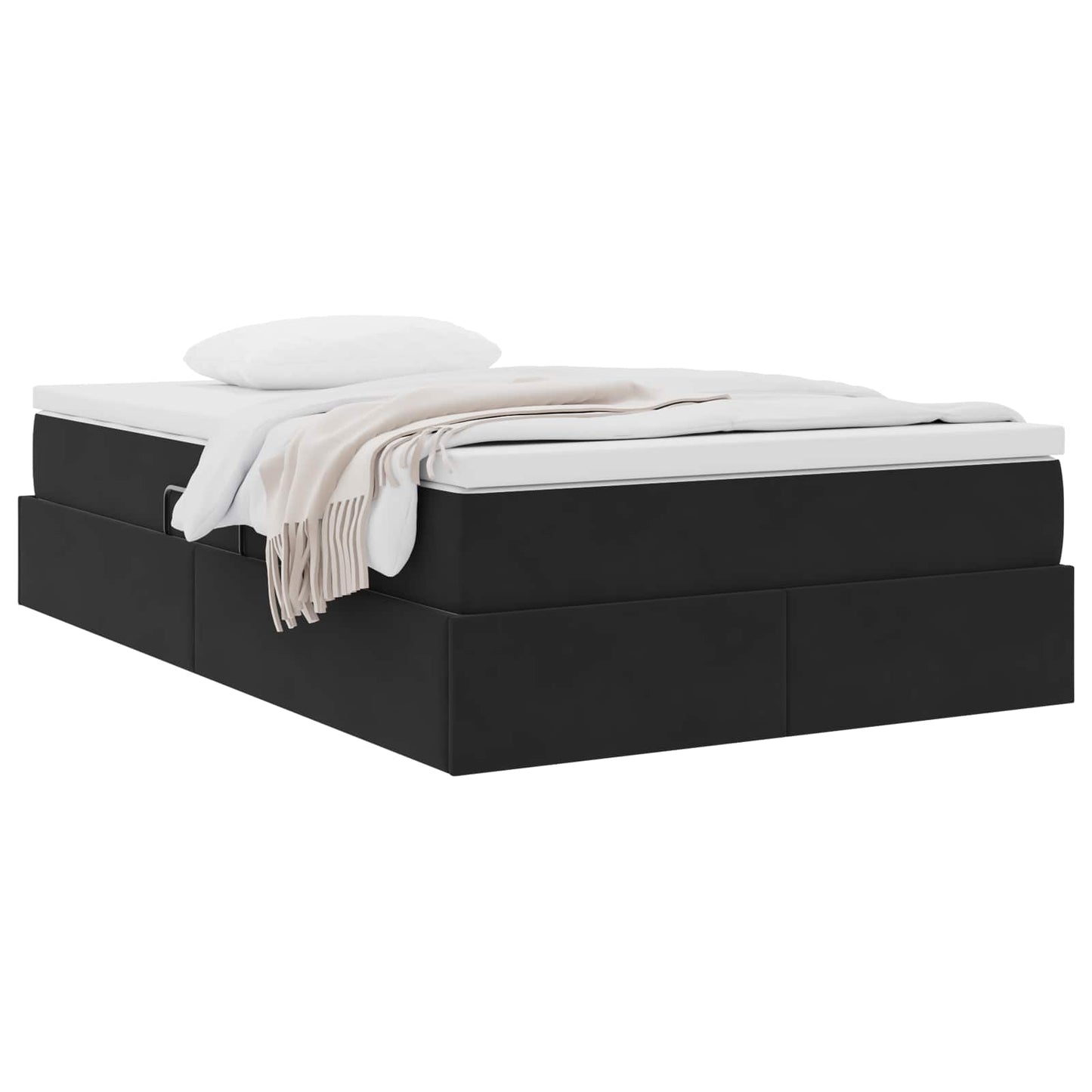 Letto con contenitore e materasso Nero 120 x 190 cm Velluto
