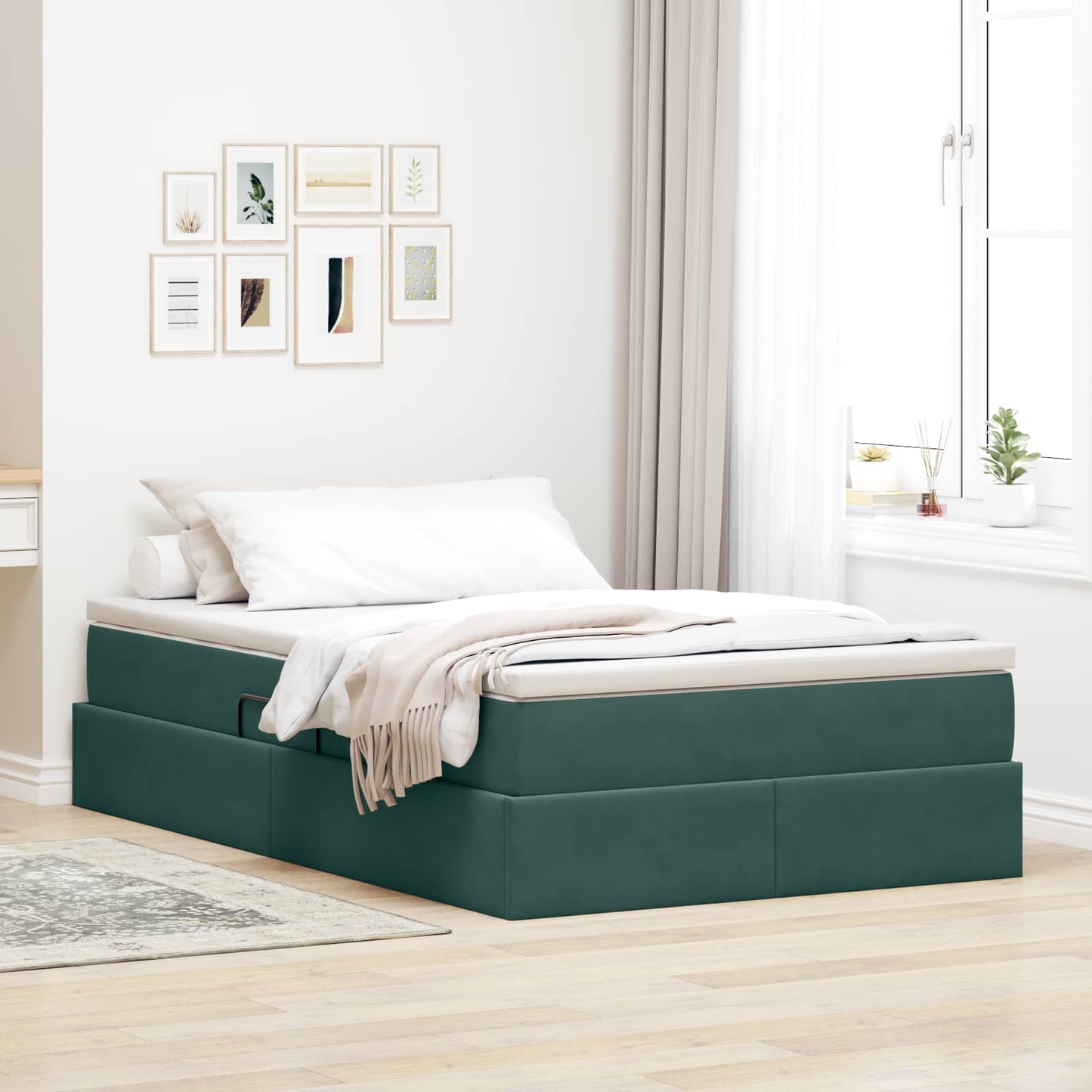 Letto con contenitore e materasso Verde Scuro 120 x 190 cm