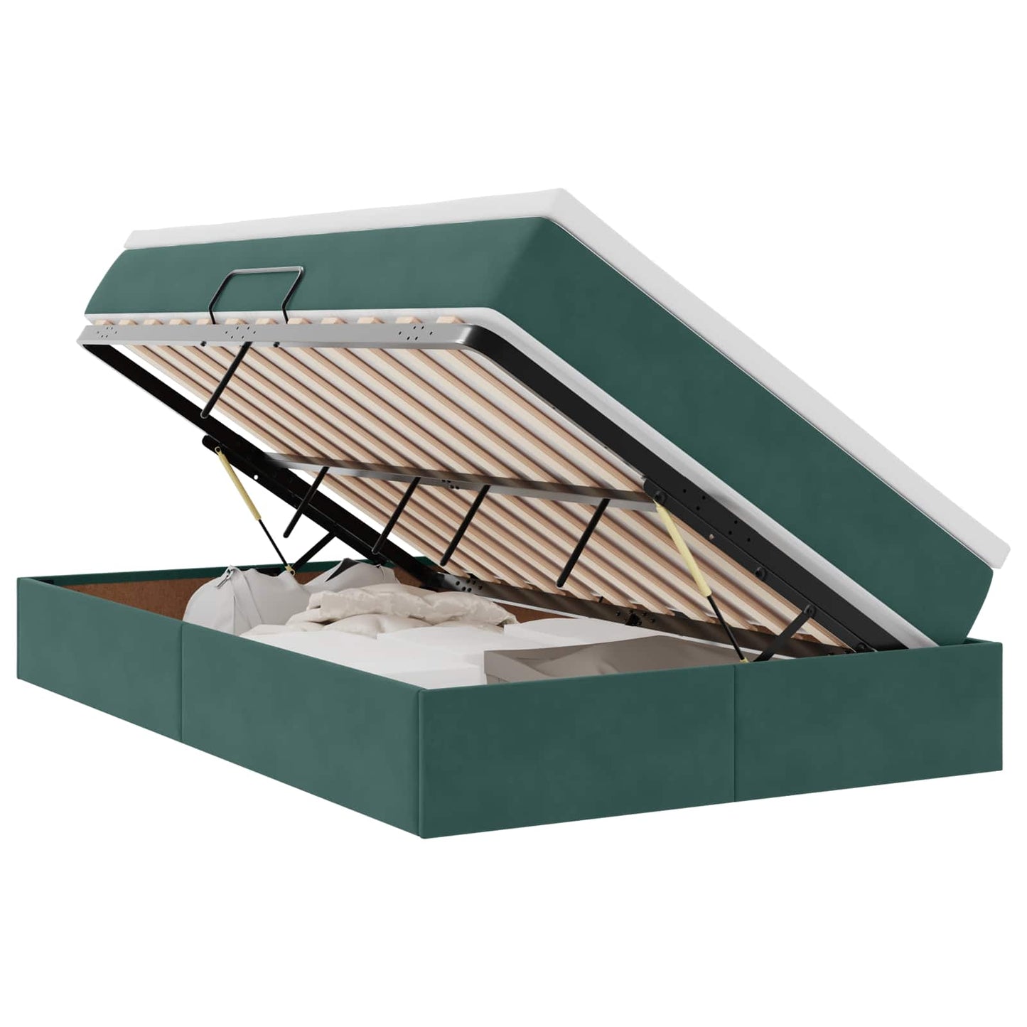 Letto con contenitore e materasso Verde Scuro 120 x 190 cm