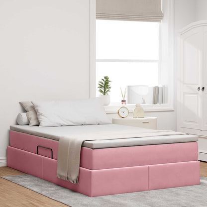 Letto con contenitore e materasso Rosa 120 x 190 cm Velluto