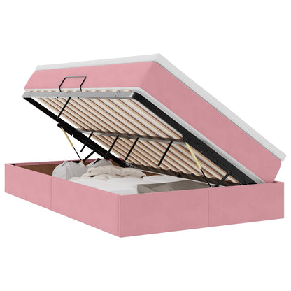 Letto con contenitore e materasso Rosa 120 x 190 cm Velluto