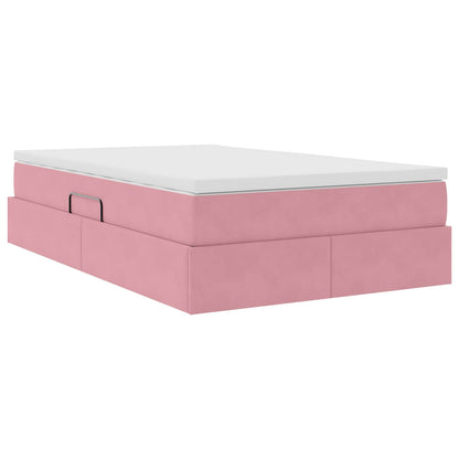 Letto con contenitore e materasso Rosa 120 x 190 cm Velluto