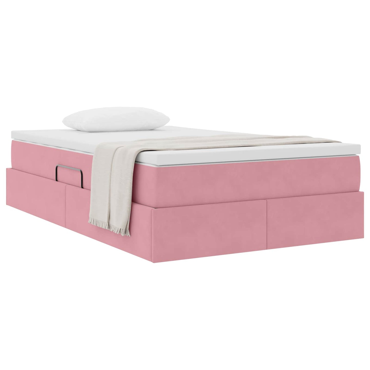 Letto con contenitore e materasso Rosa 120 x 190 cm Velluto