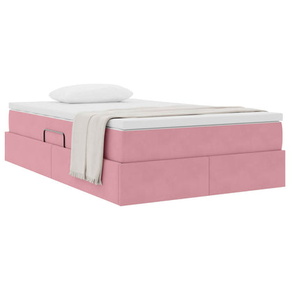 Letto con contenitore e materasso Rosa 120 x 190 cm Velluto