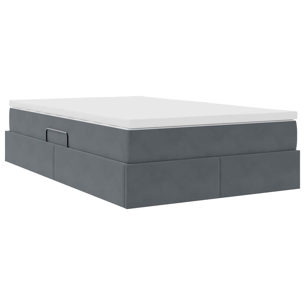 Letto con contenitore e materasso Grigio scuro 120 x 200 cm