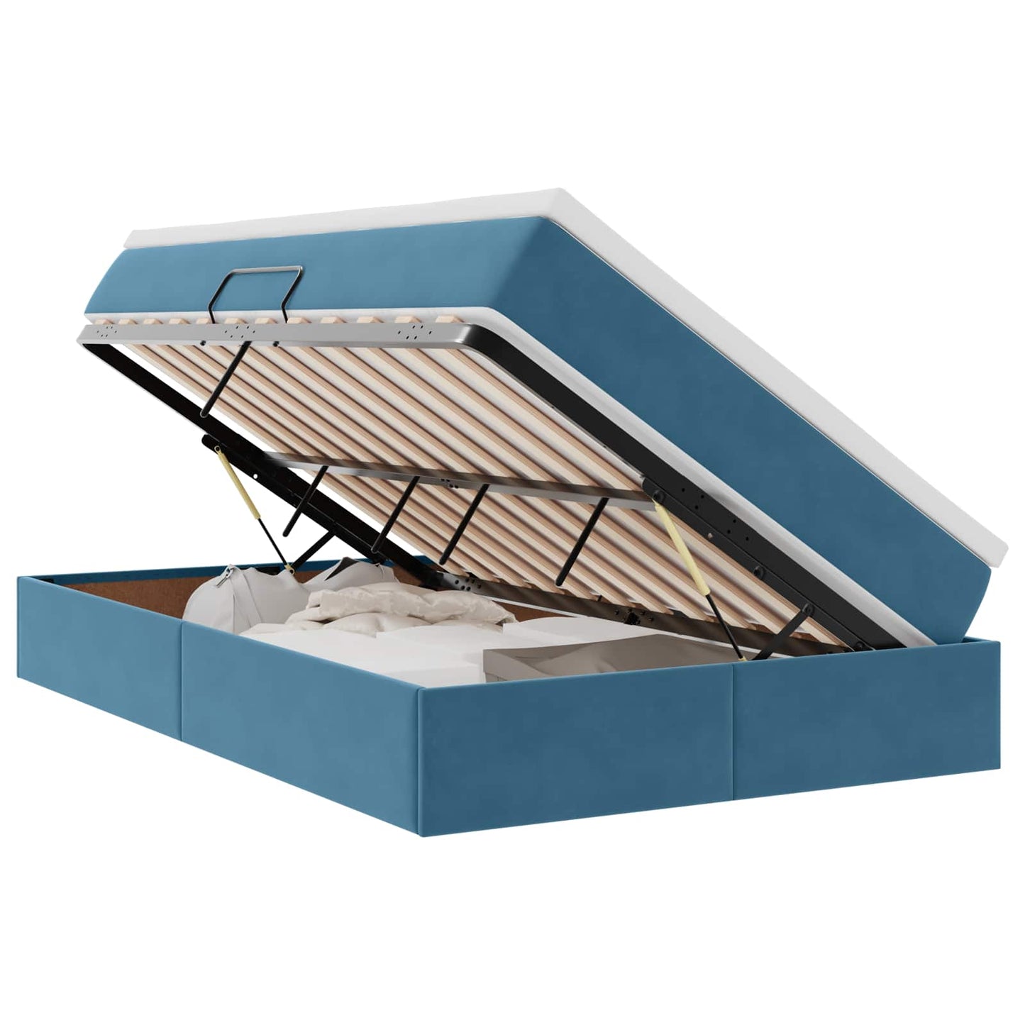 Letto con contenitore e materasso Blu Scuro 120 x 200 cm