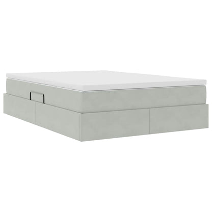 Letto con contenitore e materasso Grigio chiaro 140 x 190 cm
