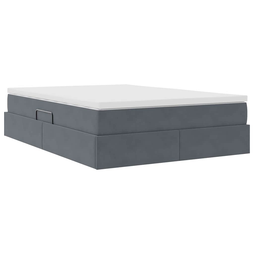 Letto con contenitore e materasso Grigio scuro 140 x 190 cm