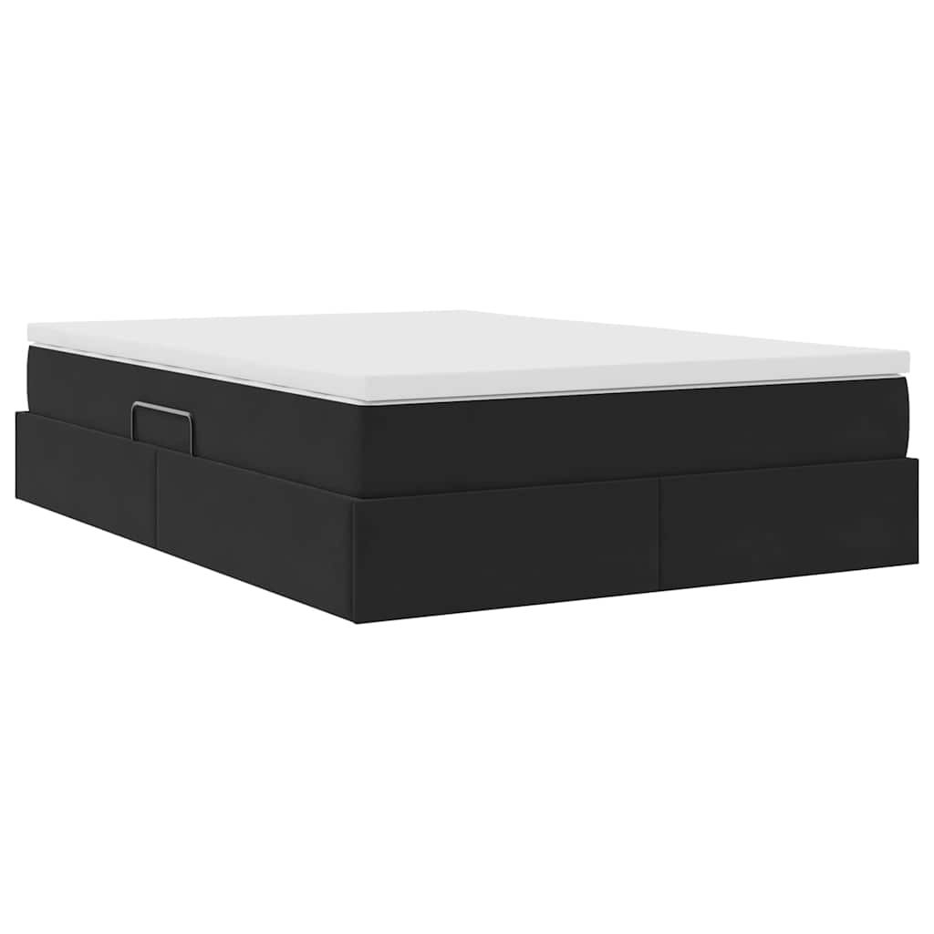 Letto con contenitore e materasso Nero 140 x 190 cm Velluto