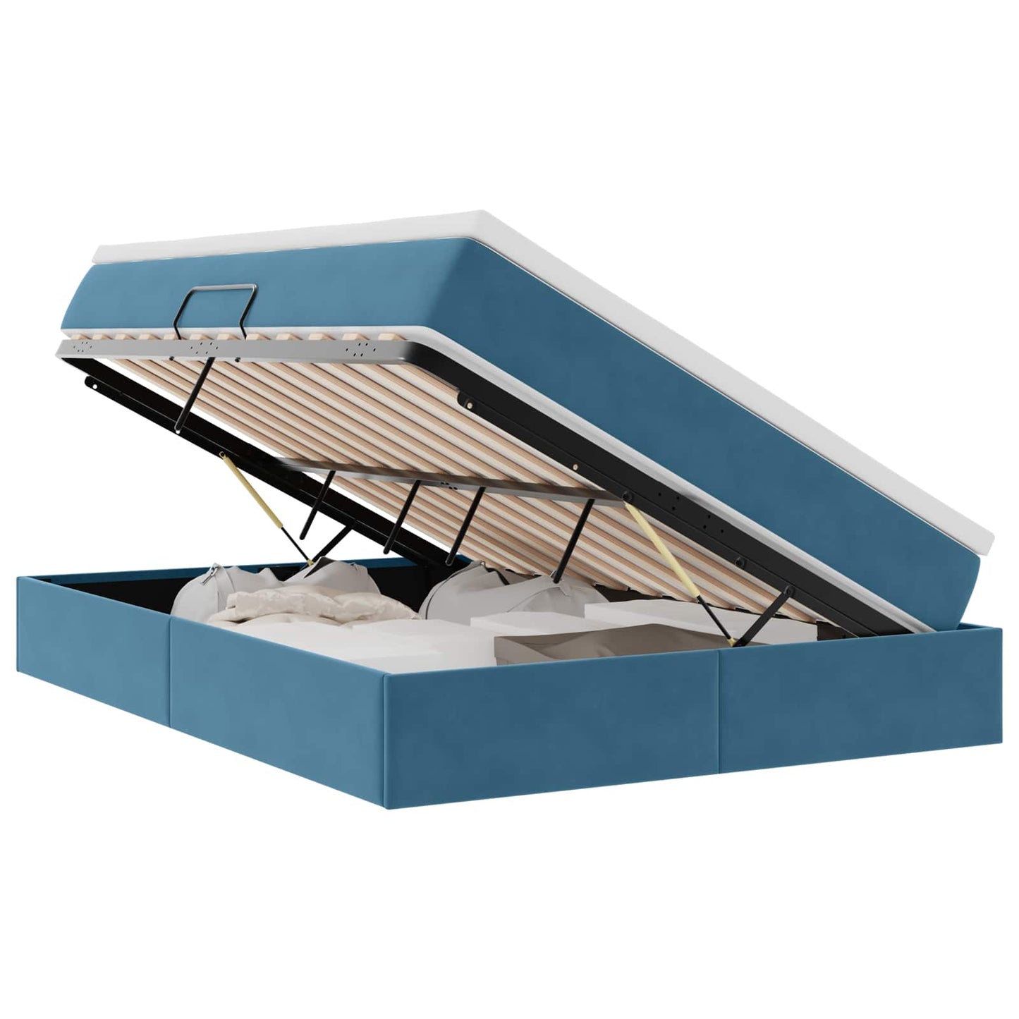 Letto con contenitore e materasso Blu Scuro 140 x 190 cm