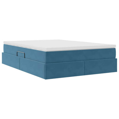 Letto con contenitore e materasso Blu Scuro 140 x 190 cm