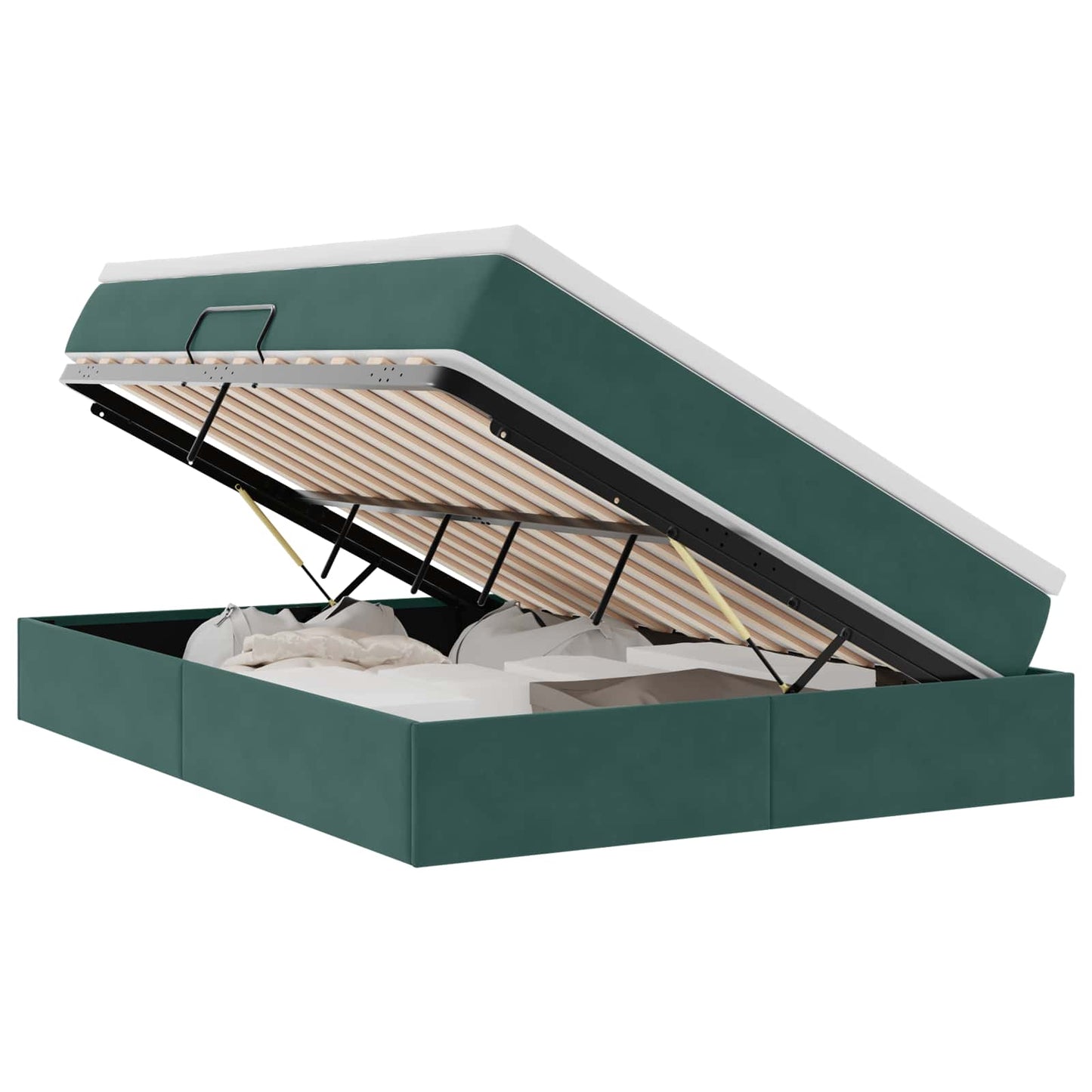 Letto con contenitore e materasso Verde Scuro 140 x 200 cm