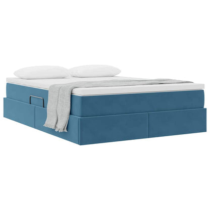 Letto con contenitore e materasso Blu Scuro 140 x 200 cm