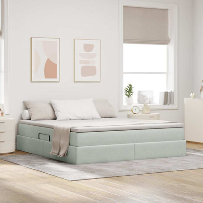 Letto con contenitore e materasso Grigio chiaro 160 x 200 cm