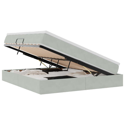 Letto con contenitore e materasso Grigio chiaro 160 x 200 cm