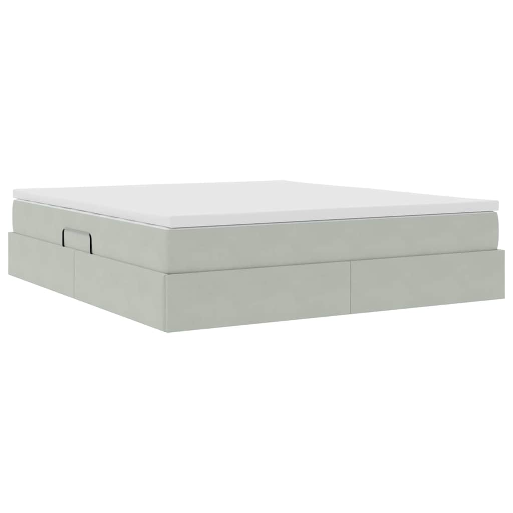Letto con contenitore e materasso Grigio chiaro 160 x 200 cm