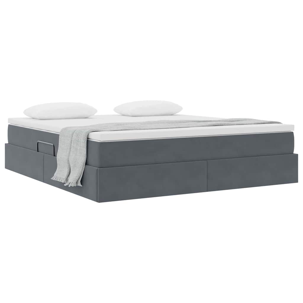 Letto con contenitore e materasso Grigio scuro 160 x 200 cm