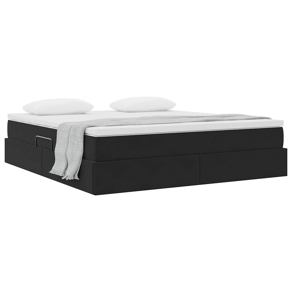 Letto con contenitore e materasso Nero 160 x 200 cm Velluto