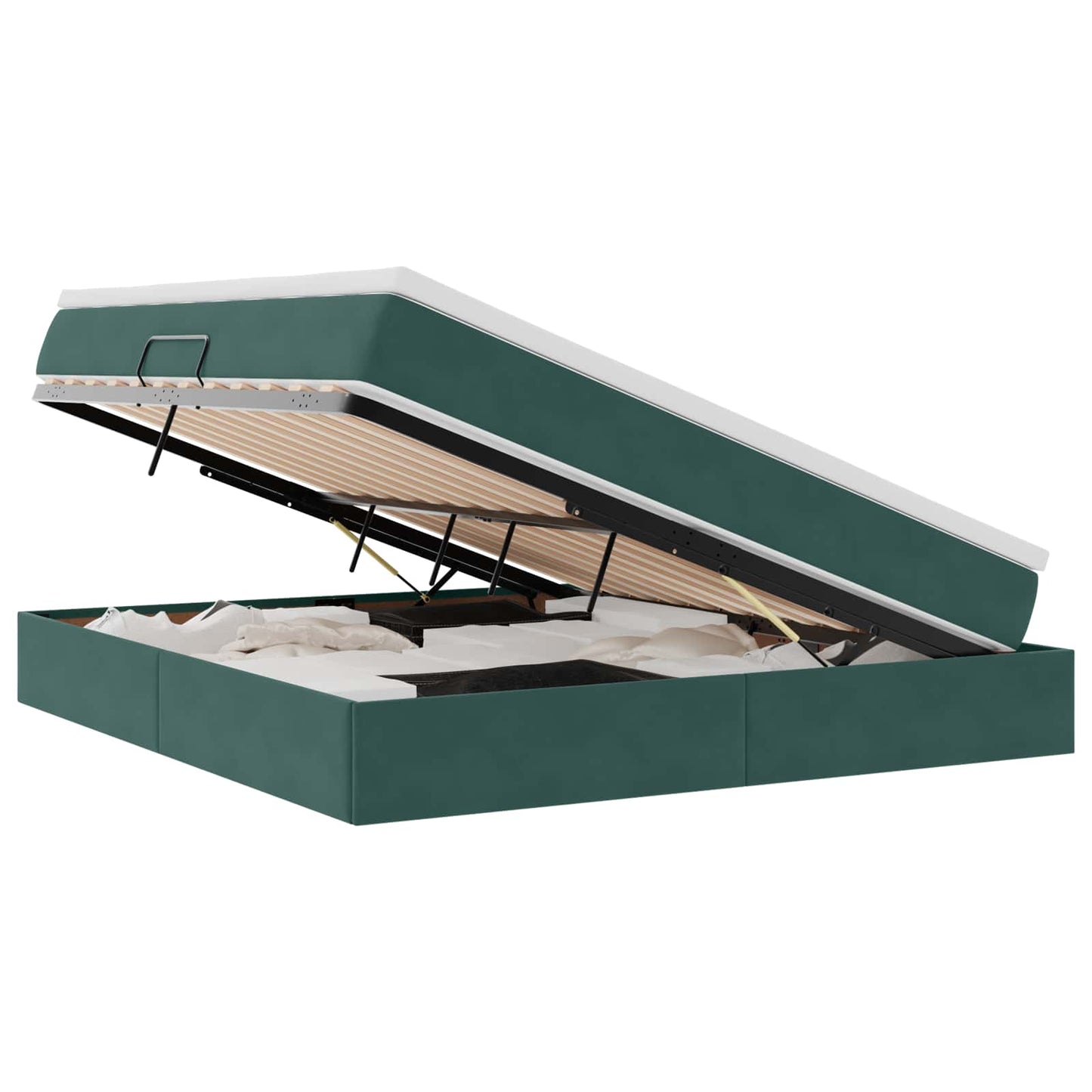 Letto con contenitore e materasso Verde Scuro 160 x 200 cm