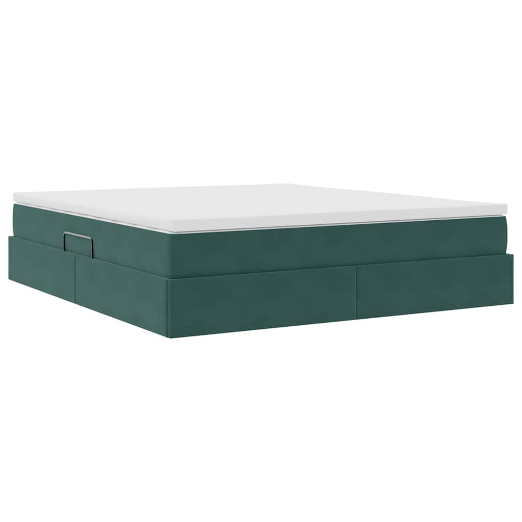 Letto con contenitore e materasso Verde Scuro 160 x 200 cm