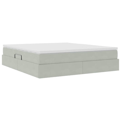 Letto con contenitore e materasso Grigio chiaro 180 x 200 cm