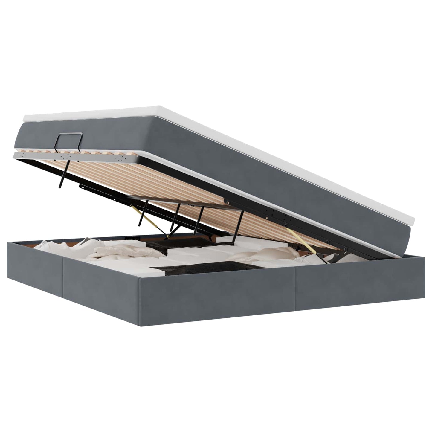 Letto con contenitore e materasso Grigio scuro 180 x 200 cm