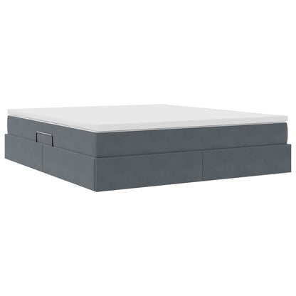 Letto con contenitore e materasso Grigio scuro 180 x 200 cm