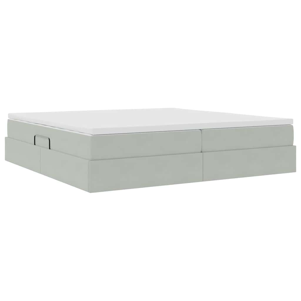 Letto con contenitore e materasso Grigio chiaro 200 x 200 cm