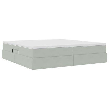 Letto con contenitore e materasso Grigio chiaro 200 x 200 cm