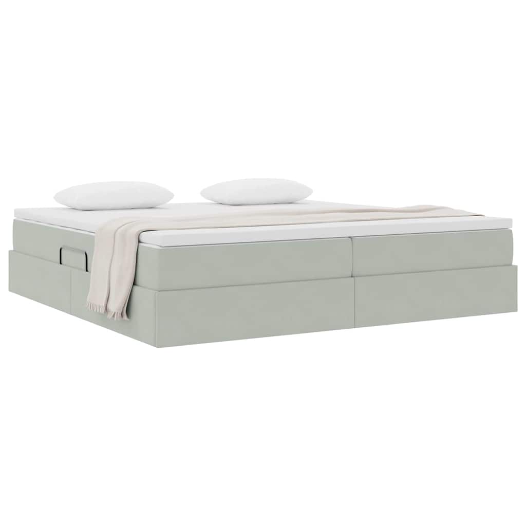 Letto con contenitore e materasso Grigio chiaro 200 x 200 cm