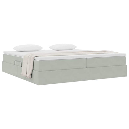 Letto con contenitore e materasso Grigio chiaro 200 x 200 cm