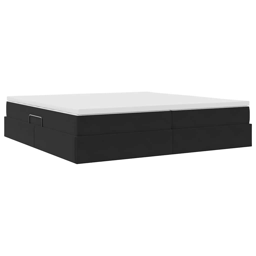 Letto con contenitore e materasso Nero 200 x 200 cm Velluto
