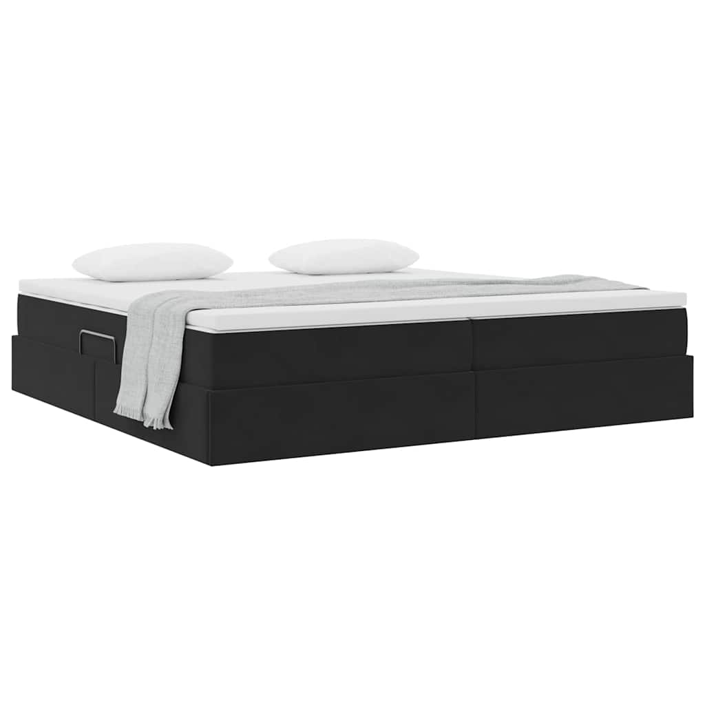 Letto con contenitore e materasso Nero 200 x 200 cm Velluto