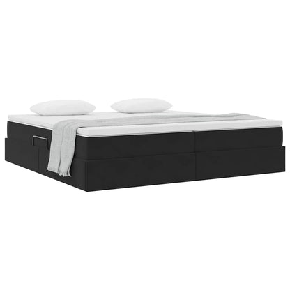 Letto con contenitore e materasso Nero 200 x 200 cm Velluto